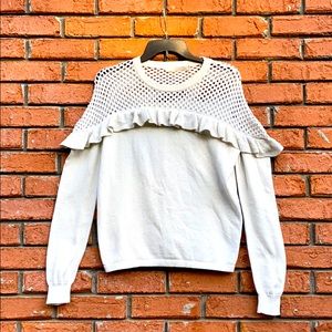 One Grey Day Winter White Sweater w/ Silver Thread